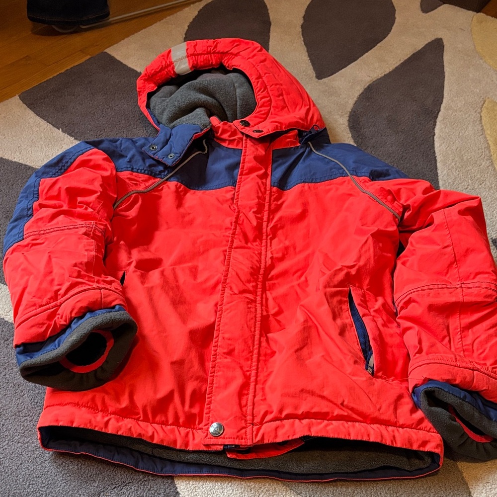 Boden Red and Navy Kids Puffer Jacket